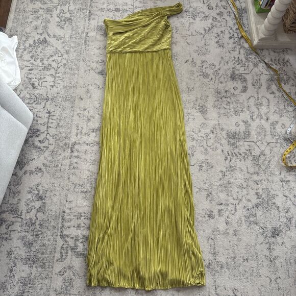 Lulus Poised Performance Olive Green Plisse One-Shoulder Maxi Dress Size Large - Picture 4 of 9